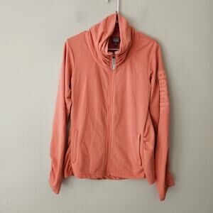 BENCH Mock Neck Zip Up Sweatshirt Coral Peach Womens Size Large